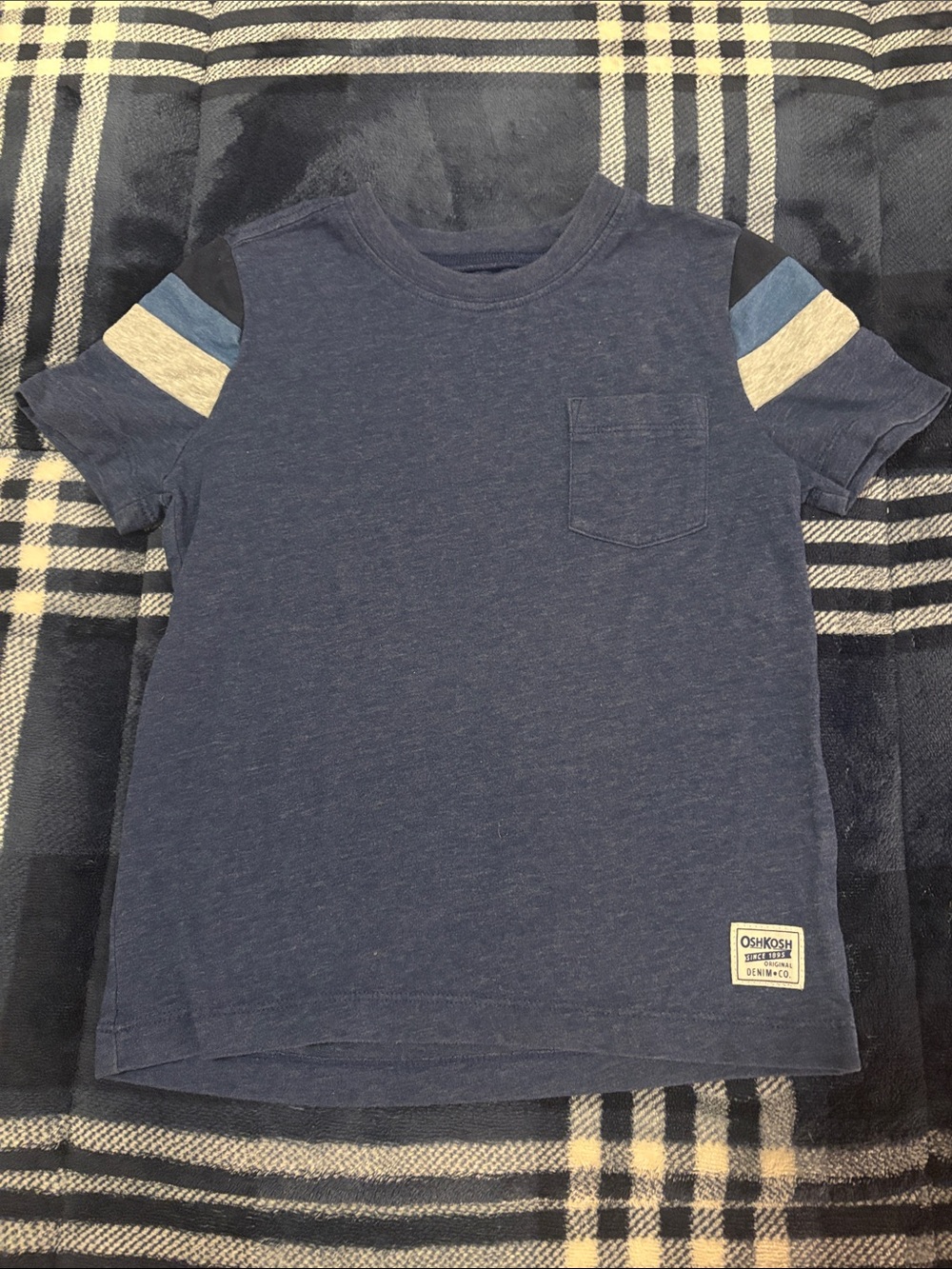 OshKosh B'gosh Navy Boys Tee with Contrast Shoulder Stripes